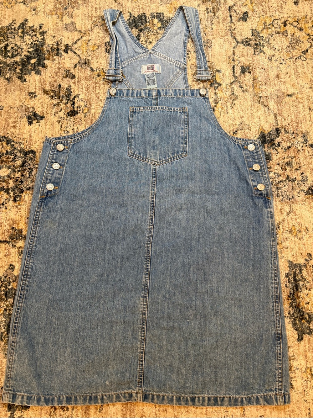 VTG Faded Glory Denim Overall Dress Womens L Blue Jean 90s Y2K Cottage Retro